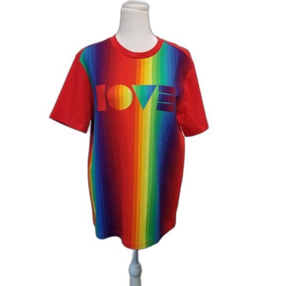 NWT UGG PRIDE Love Rainbow Stripes Logo T-Shirt Size Medium - Picture 1 of 16